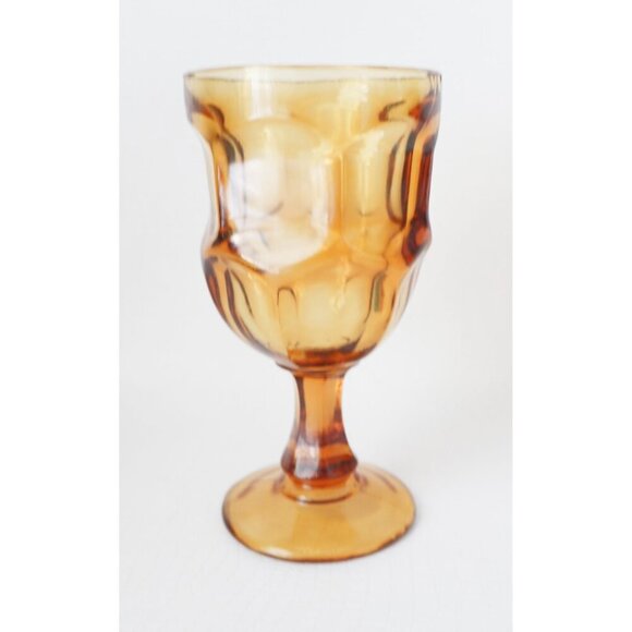 4 Vintage Libbey Amber Ashburton Steam Wine Water Goblets Barware - Picture 3 of 4